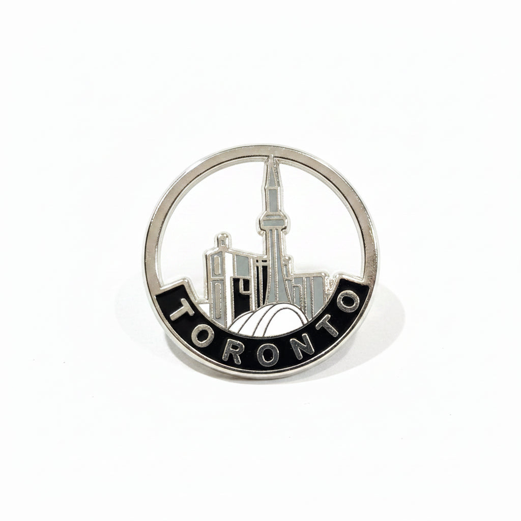 Toronto Skyline Circle Frame Enamel Lapel Pin